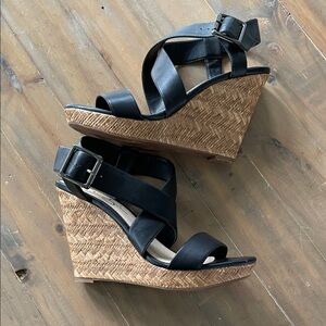 Jessica Simpson Black Wedge Sandals